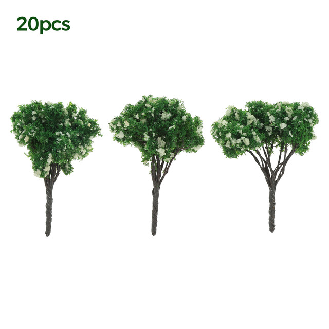 20PCS White+Green Tree Model Miniature Railroad Scenery Artificial Wargame Diorama  Supplies for Micro Landscape Garden Ornament - AliExpress